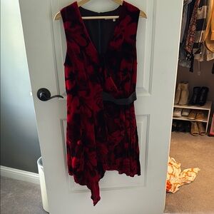 RACHEL Rachel Roy Asymmetrical Red and Black Cocktail Dress